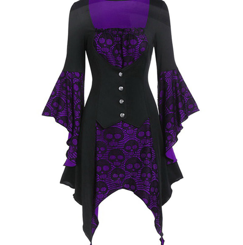 Tops Female Flare Solid Sleeve Blouse