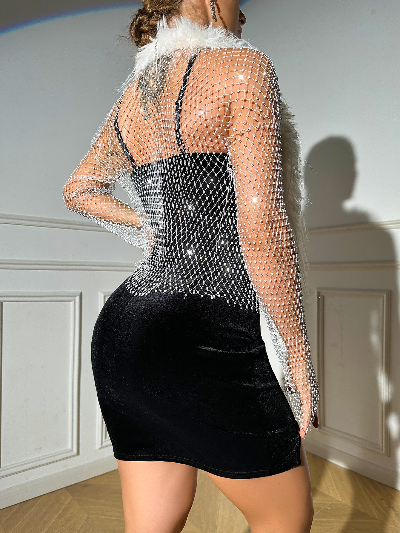 Sexy Cutout Plush Long Sleeve Blouse
