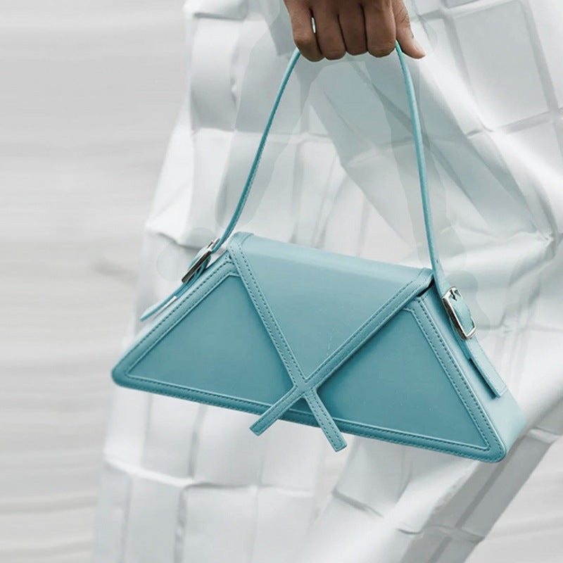 Panelled Trapezoid Underarm Bag Women High Quality Shoulder Bag Leather Luxury