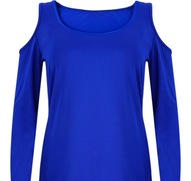 Off Shoulder Blouses Tops Hot Sale Female Casual Long Sleeve Neck White Tee Shirt Chemise Femme