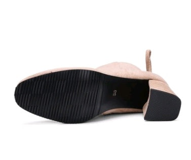 Suede square head European and American short boots women