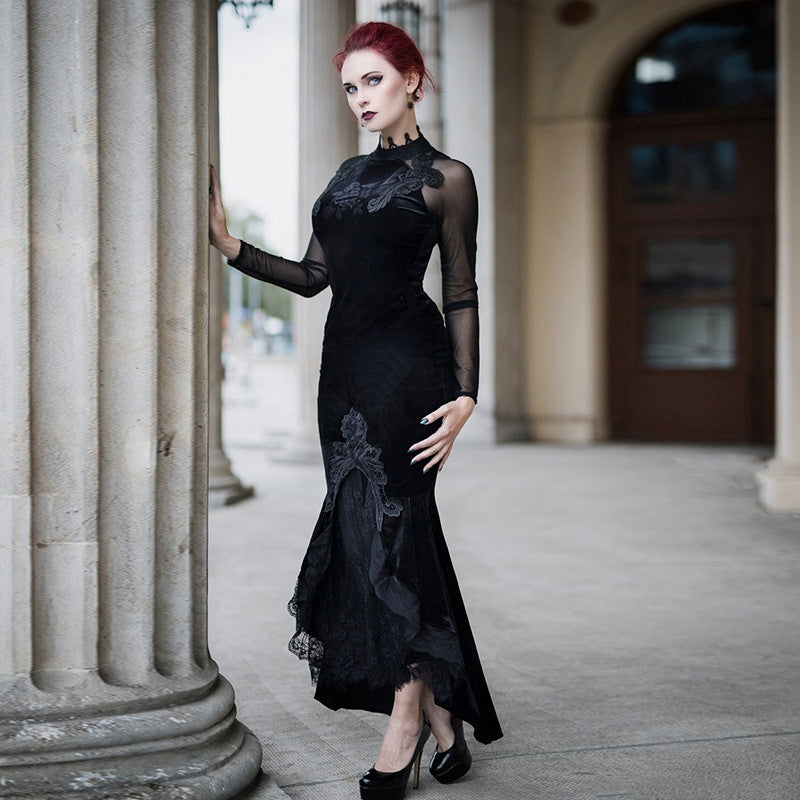 Elegant Slim-fit Embossed Ruffled Fishtail Skirt