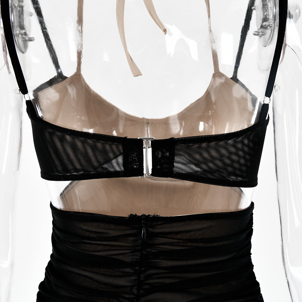 Fashion  Cutout  Back Strap Wrap Chest Dress