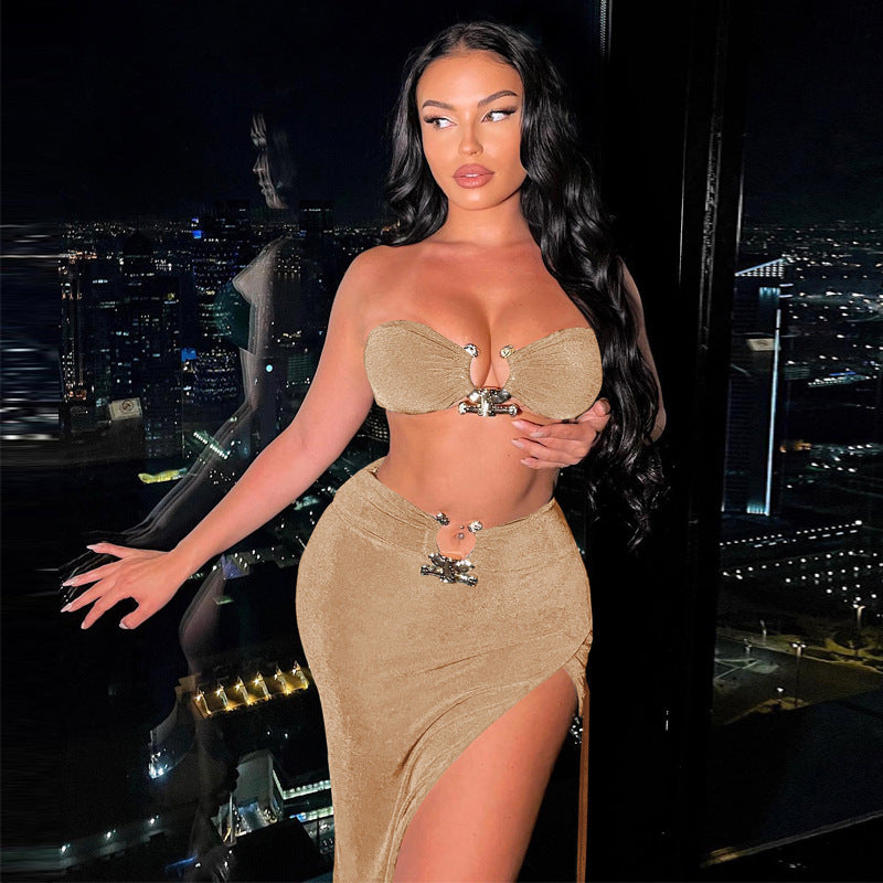 Women's New Tube Top Top Skirt Two Piece Set