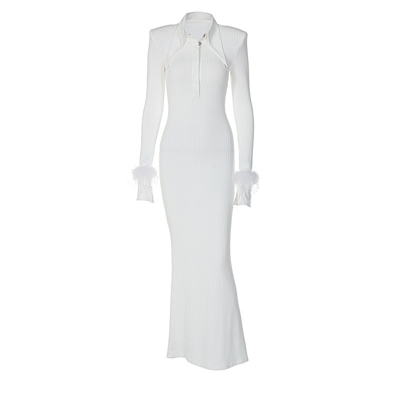 Women's Fashion Temperament Polo Collar Long Dresses