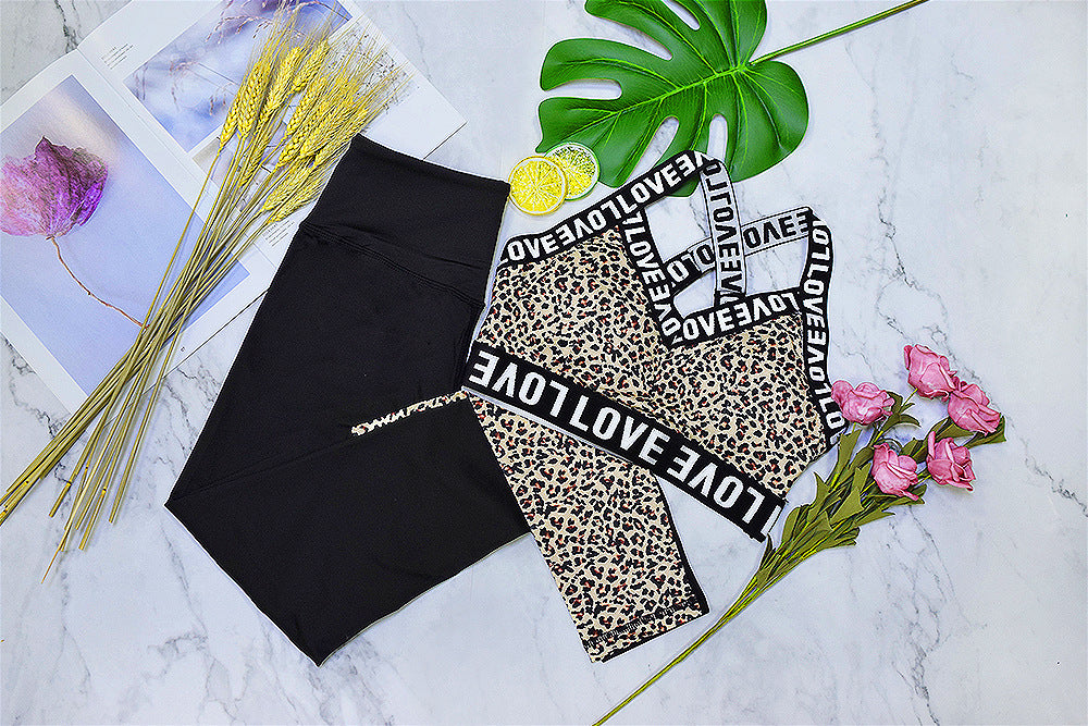 Leopard print yoga suit