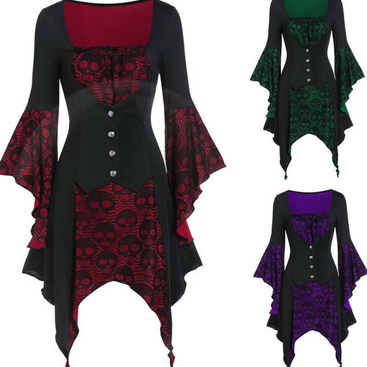 Tops Female Flare Solid Sleeve Blouse