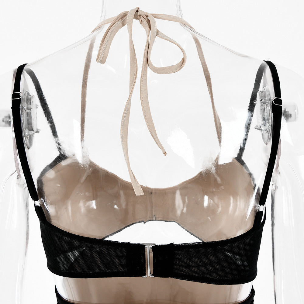 Fashion  Cutout  Back Strap Wrap Chest Dress
