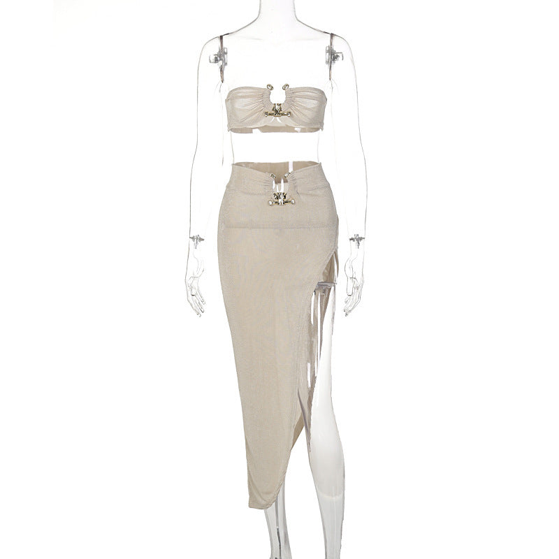 Women's New Tube Top Top Skirt Two Piece Set