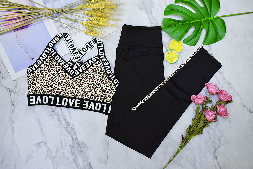 Leopard print yoga suit