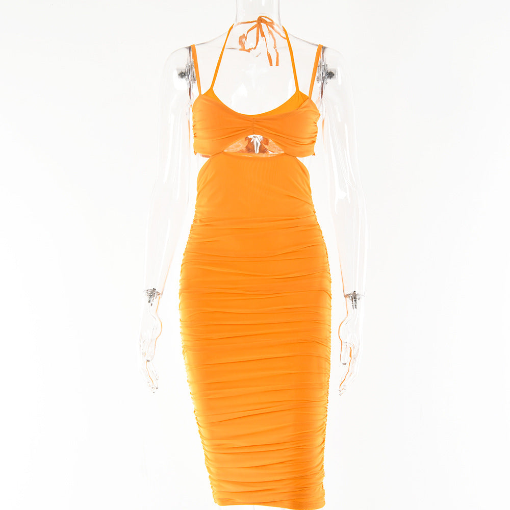 Fashion  Cutout  Back Strap Wrap Chest Dress
