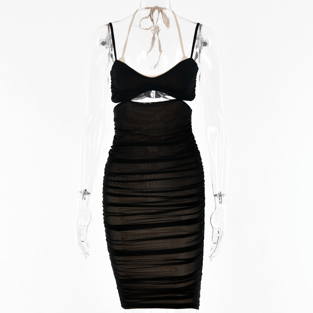 Fashion  Cutout  Back Strap Wrap Chest Dress