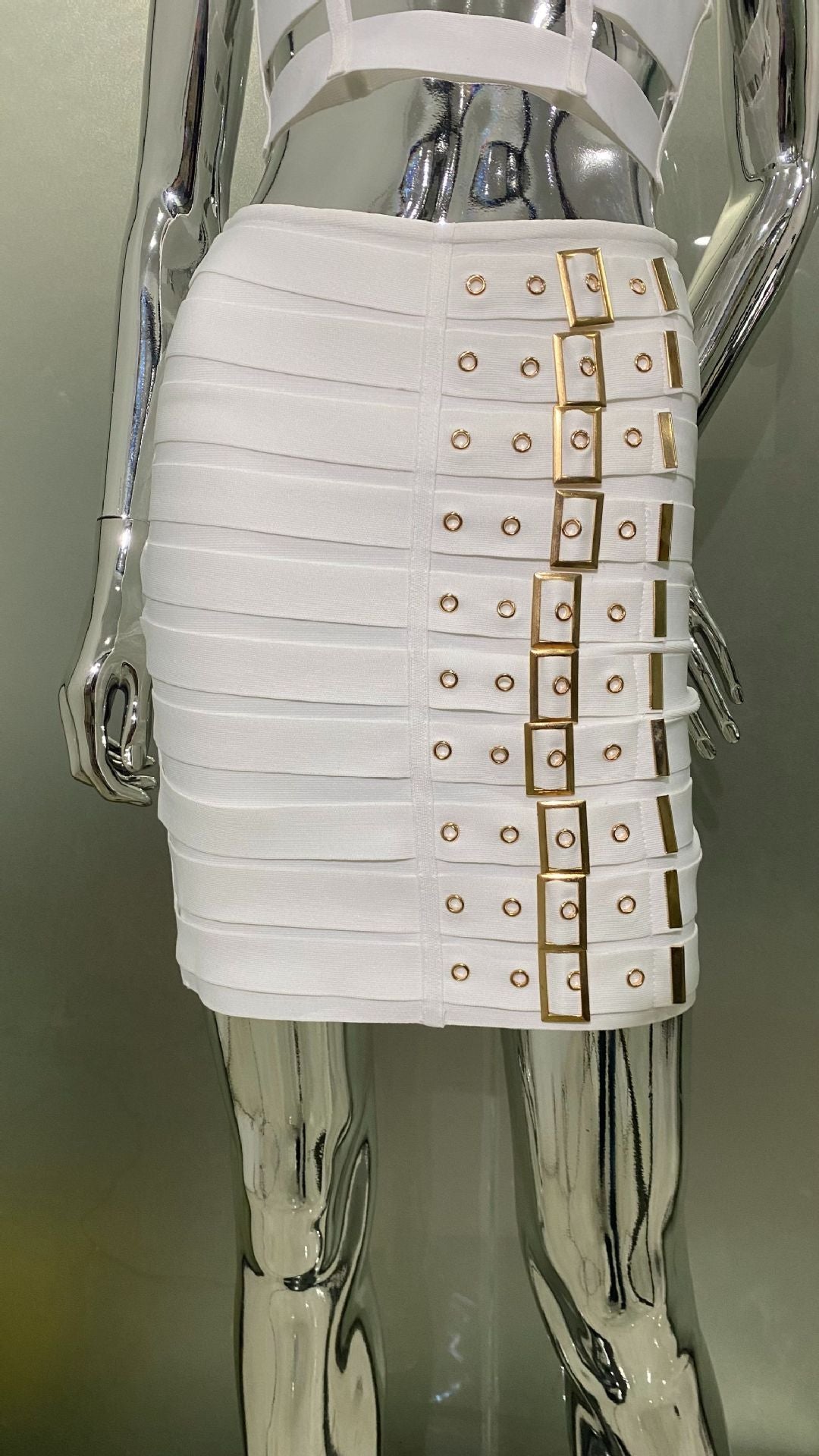 Spaghetti-strap Camisole Top Belt Buckle Miniskirt Midriff Outfit Suit