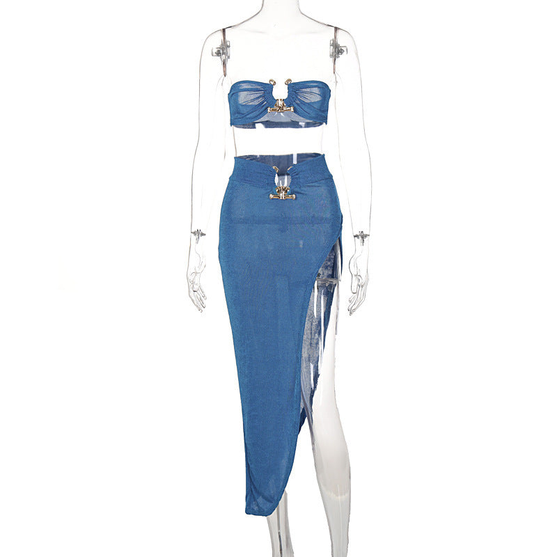 Women's New Tube Top Top Skirt Two Piece Set