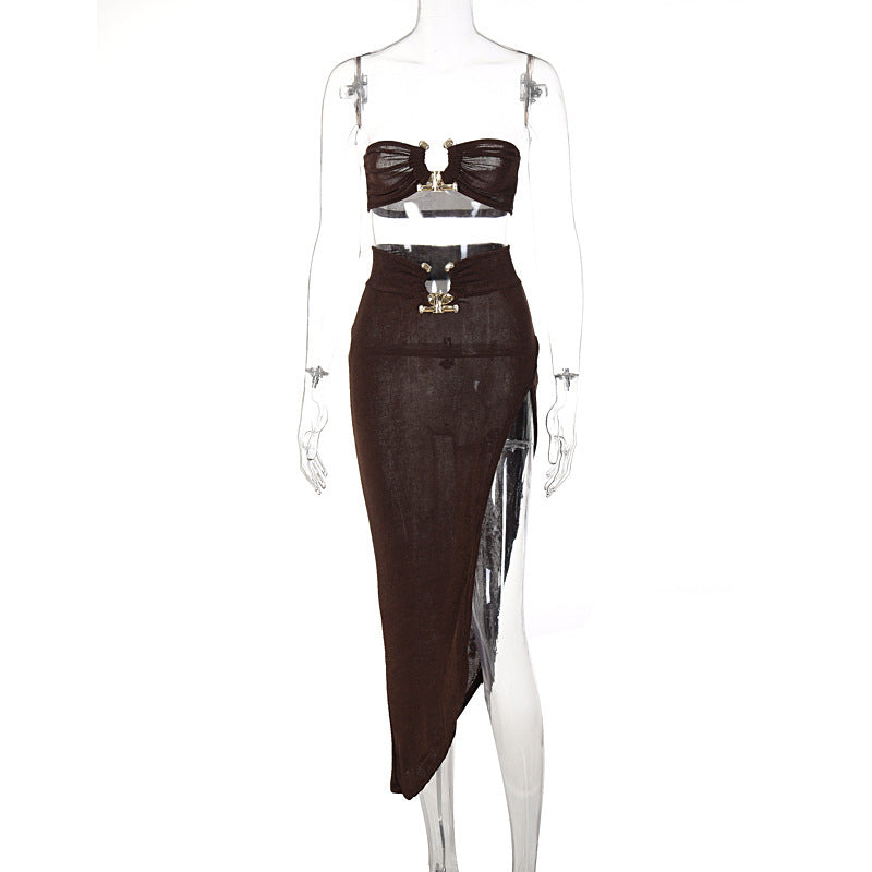 Women's New Tube Top Top Skirt Two Piece Set