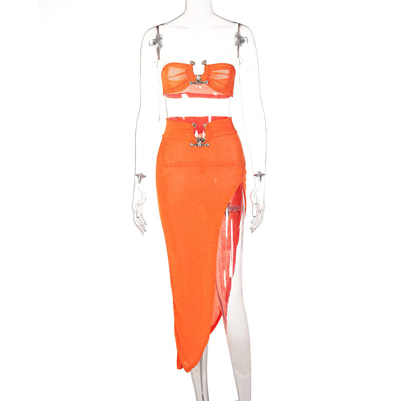 Women's New Tube Top Top Skirt Two Piece Set
