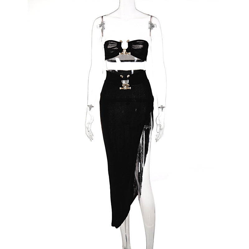 Women's New Tube Top Top Skirt Two Piece Set
