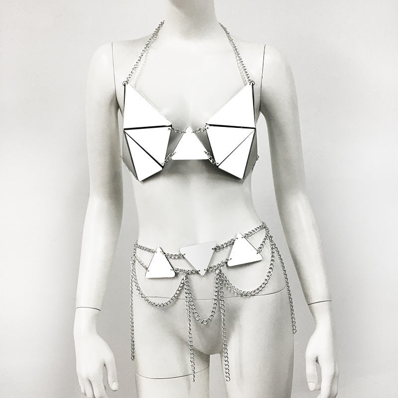 Metal Mirror Panel Stage Performance Outfit